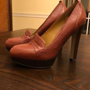 Nine West leather high heel loafers